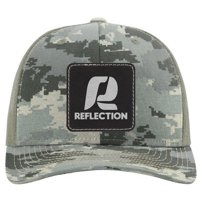 Richardson 112P Printed 6-Panel Snapback Trucker Hat w/Leatherette Adhesive Patches
