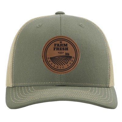 Richardson 112RE Recycled Trucker Hat w/Leatherette Adhesive Patches or Embroidery